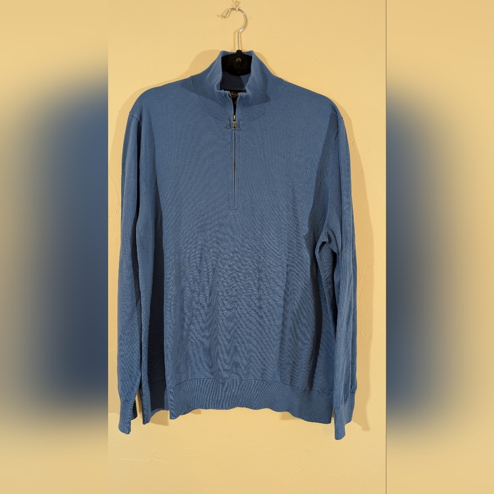 Brooks Brothers Cotton Quarter Zip Pullover Sweater Men's XL Blue